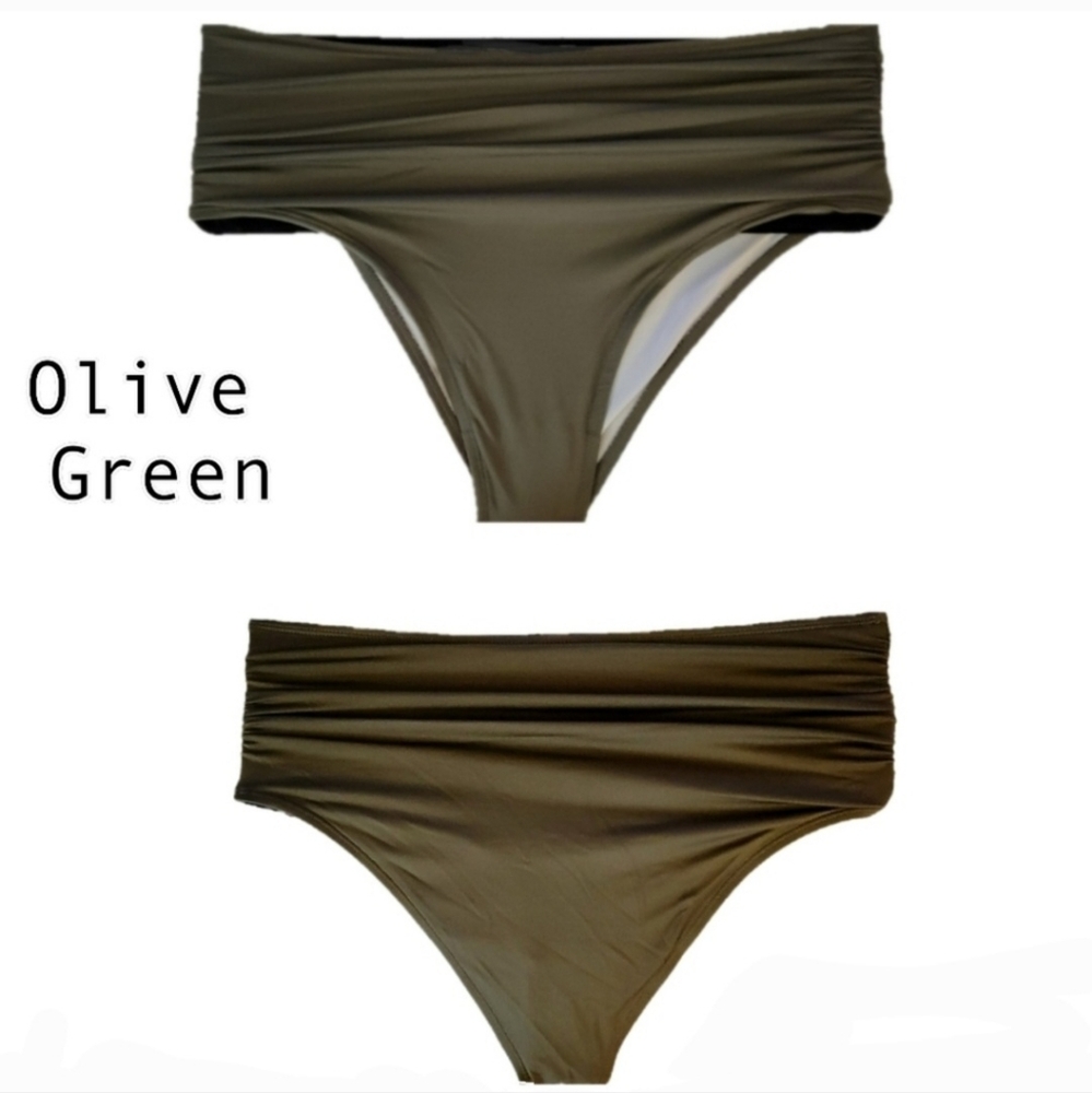 High-Waisted Olive Bikini Bottom Size Large